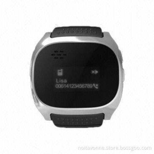 Work by BT smart watch, 0.9-inch, 128*64 pixels, supports clock, SMS, phone call, phone book